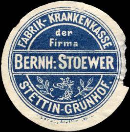 Fabrik - Krankenkasse der Firma Bernh. Stoewer - Stettin - Grünhof