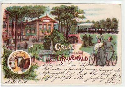Berlin Grunewald Bahnhof Litho 1899