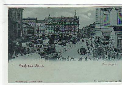 Berlin Mitte Alexanderplatz Mondschein AK ca 1900