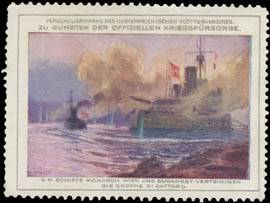 S.M.S. Schiffe Monarch, Wien und Budapest verteidigen die Bocche di Cattaro