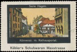 Körnerstraße mit Rathausportal in Hagen