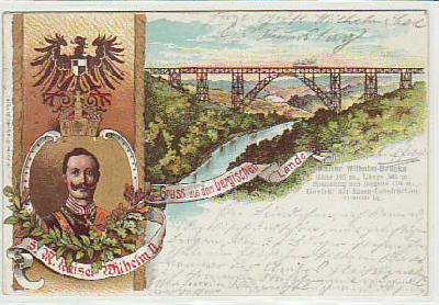 Remscheid Kaiser Wilhelm Brücke Patriotische AK 1899