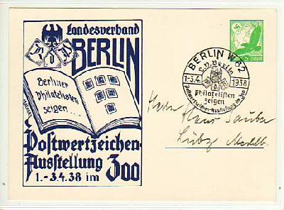 Berlin Postwertzeichen Ausstellung Privat-Ganzsache 1938 PP142C2