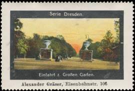 Einfahrt zum Großen Garten in Dresden