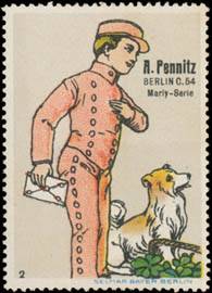 Briefträger mit Hund