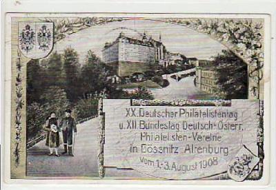 Altenburg-Gößnitz Philatelistentag 1908 Sonderstempel Privat-Ga
