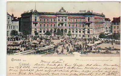 Kassel Markt Strassenbahn Postamt 1902