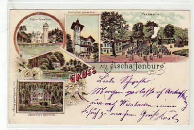 Aschaffenburg Litho Ansichtskarte mit  1899