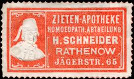 Zieten - Apotheke Homeopathische Abtheilung H. Schneider - Rathenow