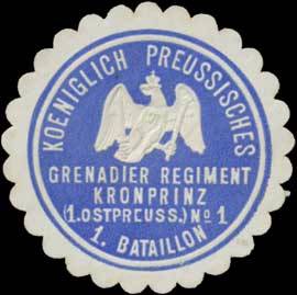 K.Pr, Grenadier Regiment Kronprinz (1. Ostpreuss.) No. 1, 1. Bataillon