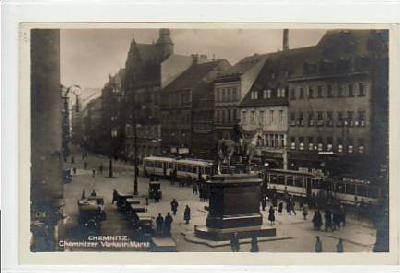 Chemnitz Markt Strassenbahn 1931