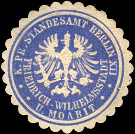 Königlich Preussisches Standesamt Berlin XII Friedrich - Wilhelmsstadt und Moabit