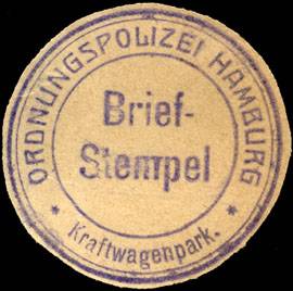 Ordnungspolizei Hamburg - Briefstempel - Kraftwagenpark
