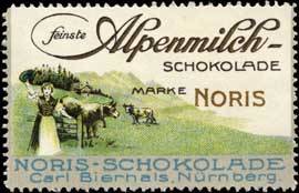 Feinste Alpenmilch Schokolade Marke Noris