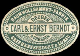 Baumwollsammet - Fabrik Carl & Ernst Berndt - Deuben bei Dresden, Seifhennersdorf bei Löbau