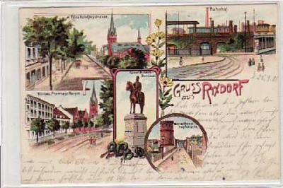 Berlin Rixdorf Litho mit Bahnhof 1905
