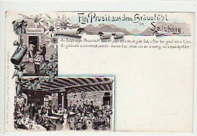 Salzburg Österreich Braustübl Bier Litho ca 1900