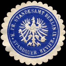 Königlich Preussische Standesamt Berlin IX - Spandauer Revier
