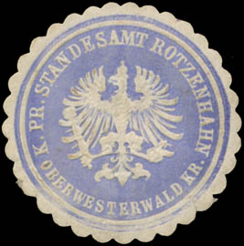 K.Pr. Standesamt Rotzenhahn Kreis Oberwesterwald