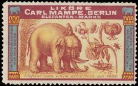 Elefant nach einem alten Stich um 1600