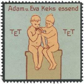 Adam und Eva TET Keks essend