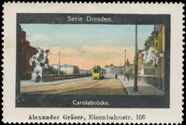 Carolabrücke mit Straßenbahn in Dresden