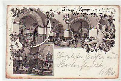 Berlin Mitte Restaurant Kempinski Weinstube Litho 1897