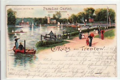 Berlin Treptow Litho Paradies-Garten 1900