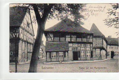 Salzwedel in der Altmark Marienkirche und Strasse 1915