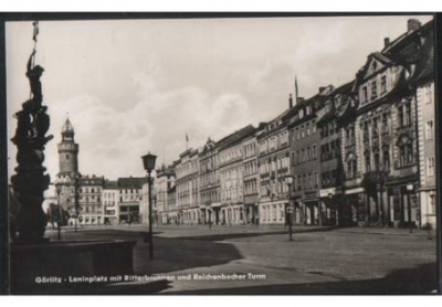 Görlitz Leninplatz mit Ritterbrunnen 1965