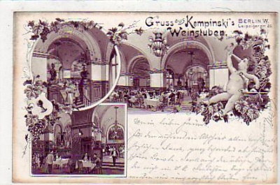 Berlin Mitte Restaurant Kempinski´s Weinstube Litho 1897