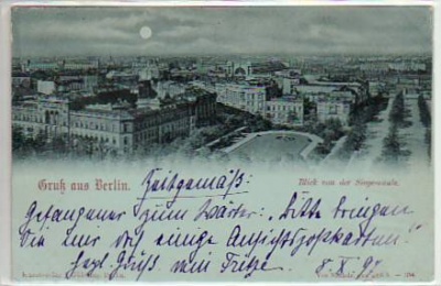 Berlin Tiergarten Mondschein AK 1897