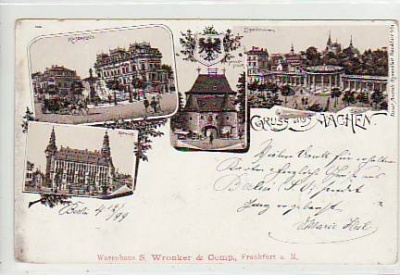 Aachen Litho Kaiserplatz Elisenbrunnen 1899