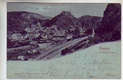 Altenahr Bahnhof,Eisenbahn Mondschein 1899