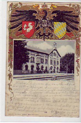 Gandersheim Bahnhof Prägekarte mit Wappen 1902
