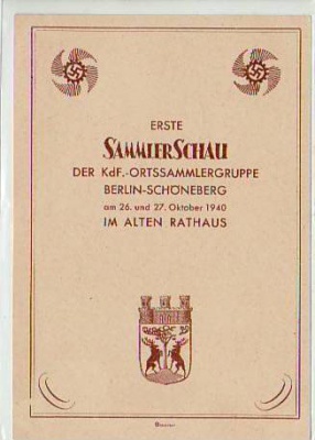 Berlin Schöneberg Sammler Schau Sonderstempel 1940