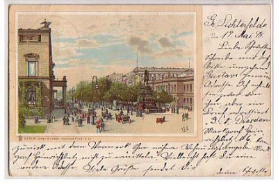 Berlin Mitte Litho Unter den Linden 1898