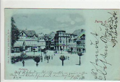 Peine Markt Mondschein AK 1898