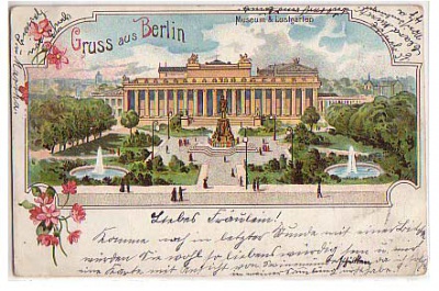 Berlin Mitte Litho Museum und Lustgarten 1899
