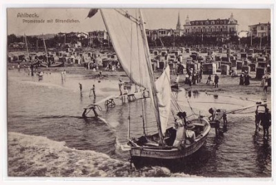 Ahlbeck Segelboote am Strand 1919