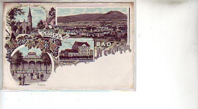 Bad Neuenahr  Litho mit Walburgis-Stift ca 1900
