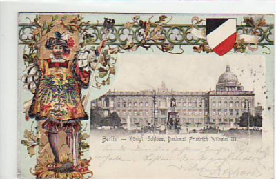 Berlin Mitte Schloss Prägekarte mit Wappen 1902