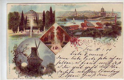 Potsdam  , alte Litho Ansichtskarten 1901,