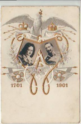 Adel Monarchie Kaiser Wilhelm der 2. und König,Prägekarte