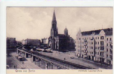 Berlin Kreuzberg Hochbahn Lausitzer Platz ca 1910