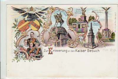 Adel Monarchie Kaiser Wilhelm der 2. Besuch 1897 Litho