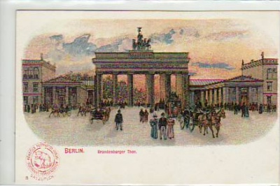 Berlin Mitte Brandenburger Tor Litho von ca 1900