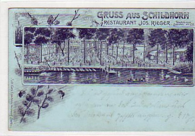 Berlin Grunewald Restaurant Schildhorn Litho von 1898