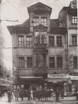 Haus des Burgkellers Naschmarkt Ecke Grimmaische Straße 1905