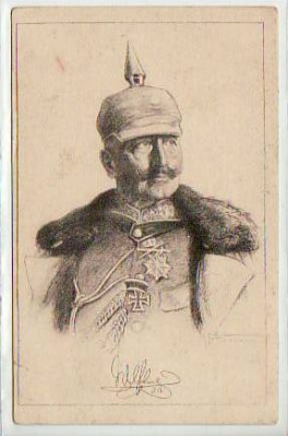 Adel Monarchie Kaiser Wilhelm der 2. Künstlerkarte 1916
